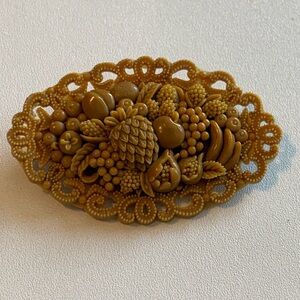 Antique celluloid fruit basket fruit salad brooch